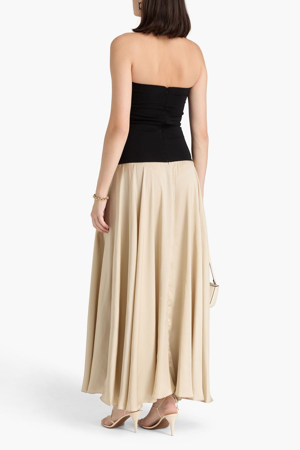 ESSE STUDIOS Illi strapless stretch-knit and crepe de chine maxi dress