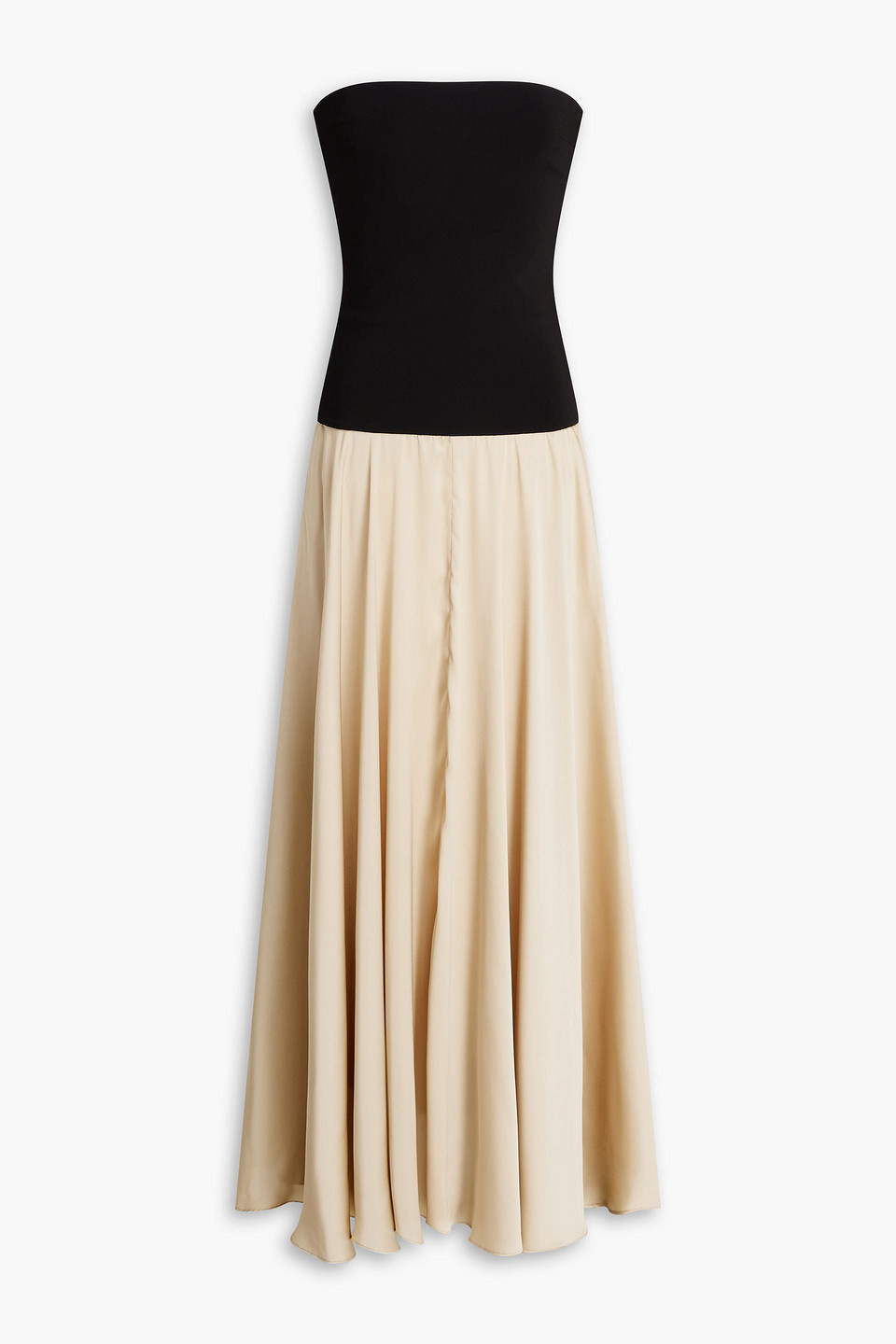 Esse Studios Illi Strapless Stretch-knit And Crepe De Chine Maxi Dress In Black