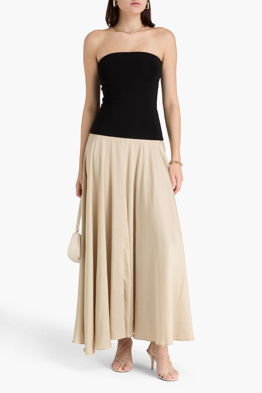 ESSE STUDIOS Illi strapless stretch-knit and crepe de chine maxi dress
