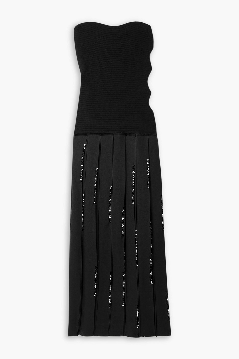 Gabriela Hearst Marcell Strapless Pleated Embroidered Wool Maxi Dress In Black