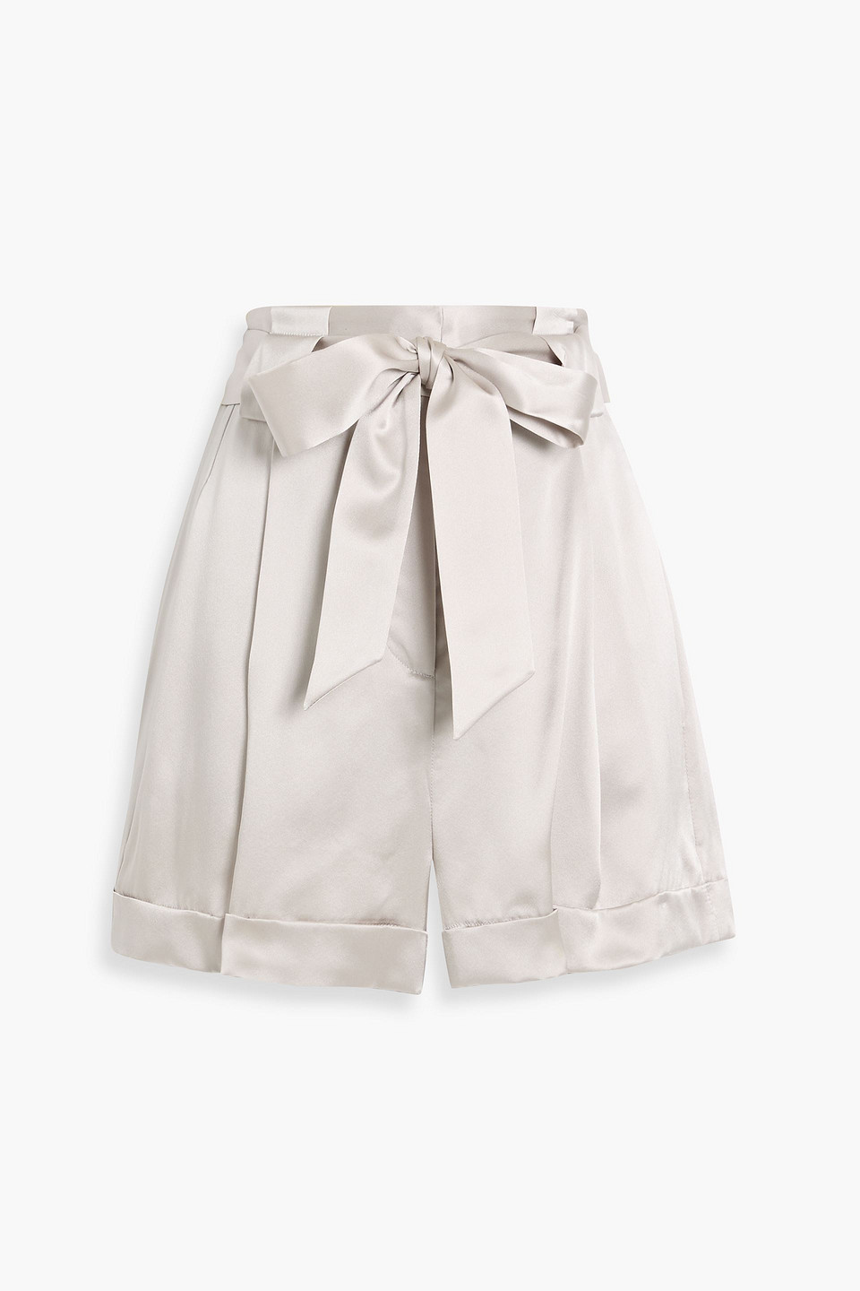 Michelle Mason Belted Silk-satin Shorts In Multi