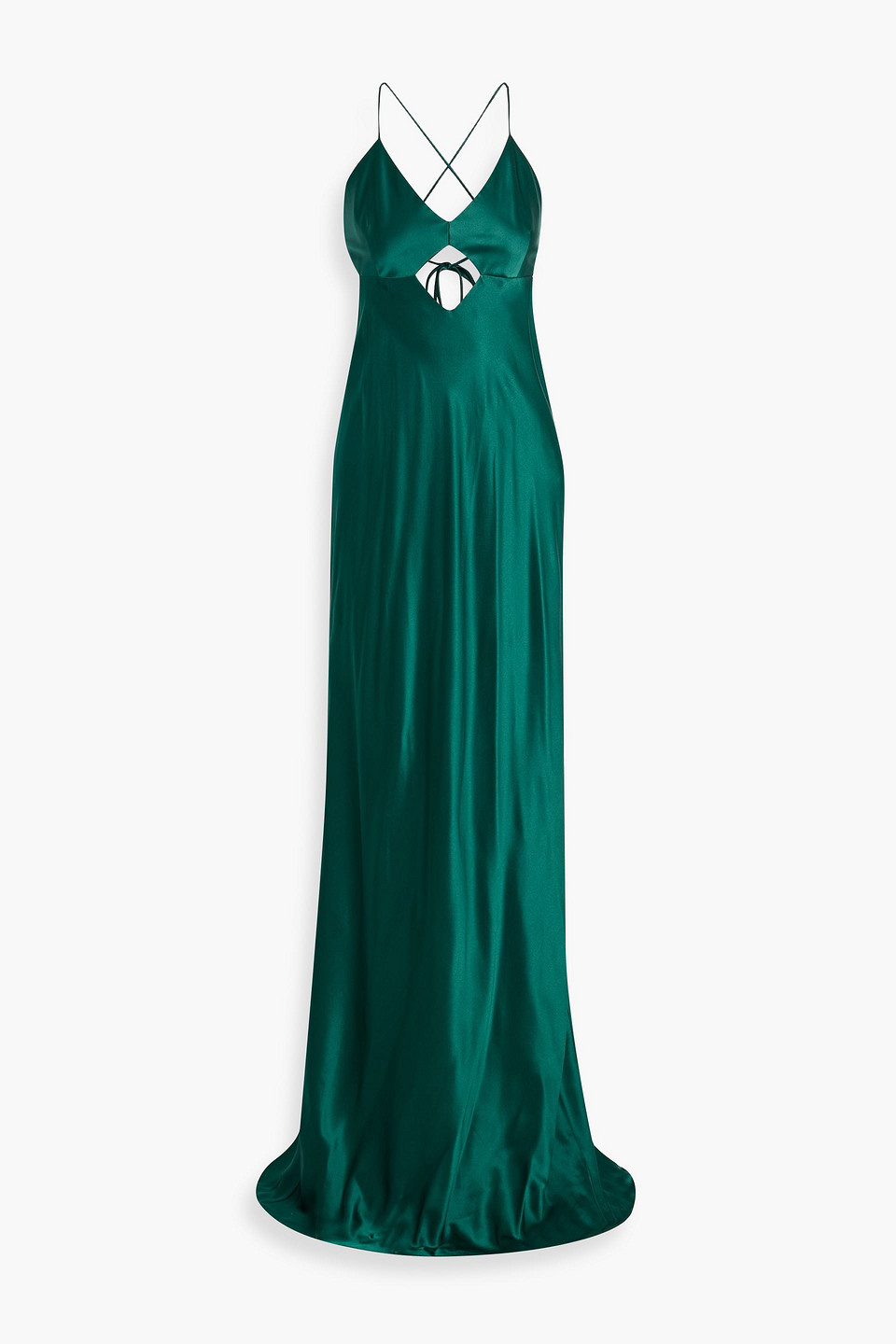 Michelle Mason Cutout Silk-satin Gown In Green