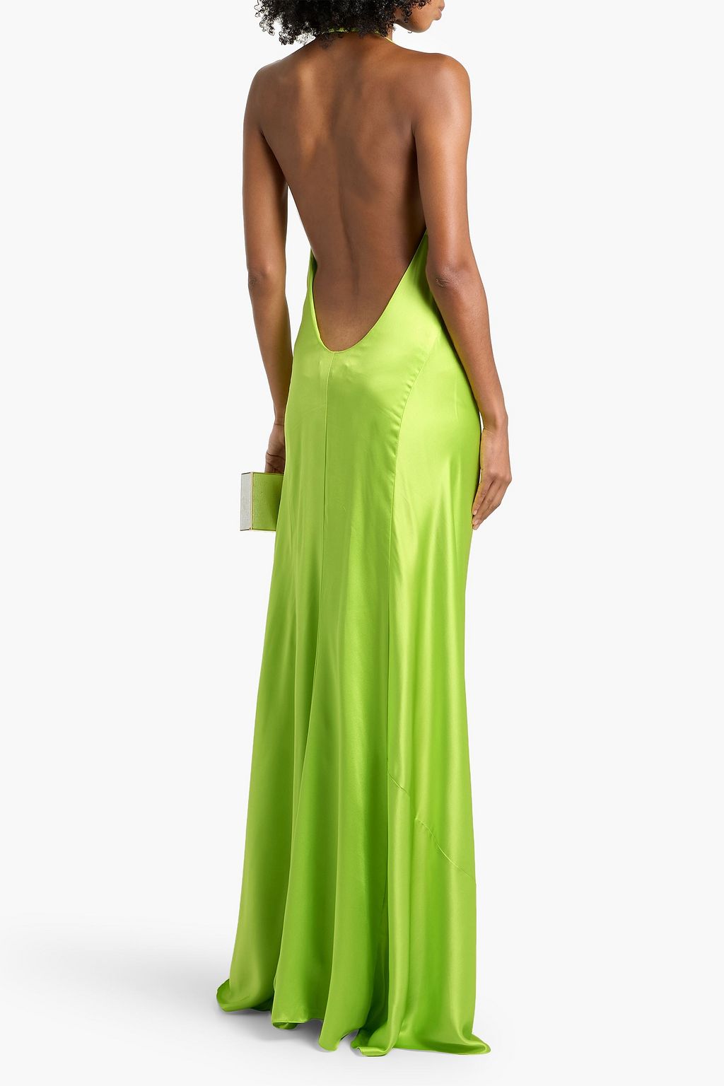 MICHELLE MASON Open-back draped silk-satin gown