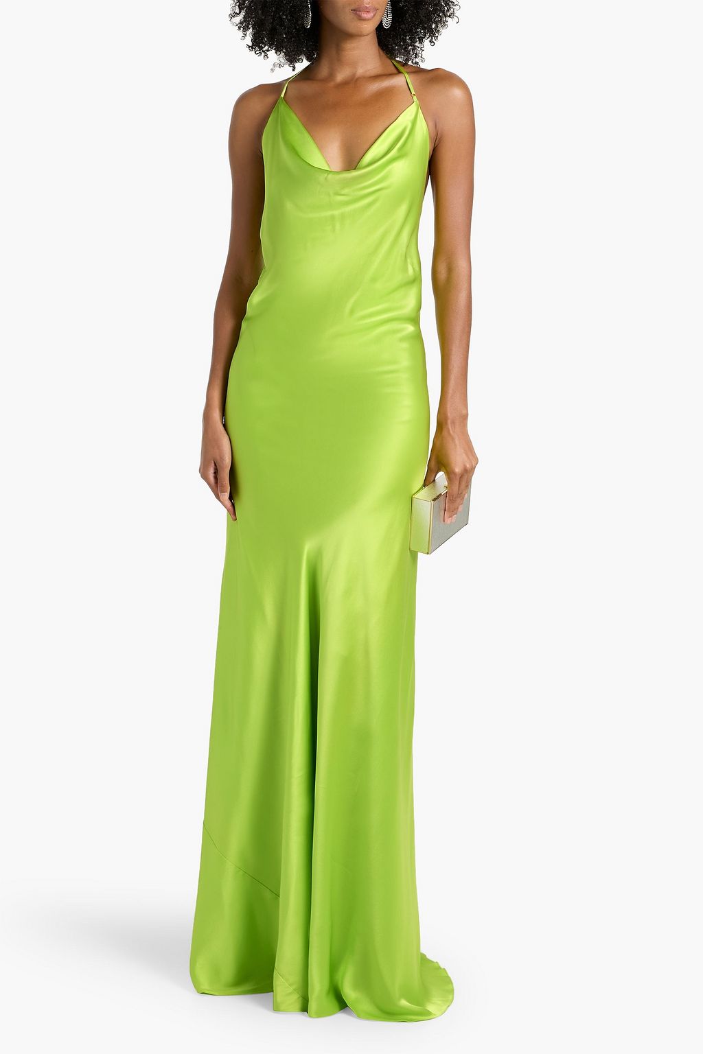 MICHELLE MASON Open-back draped silk-satin gown