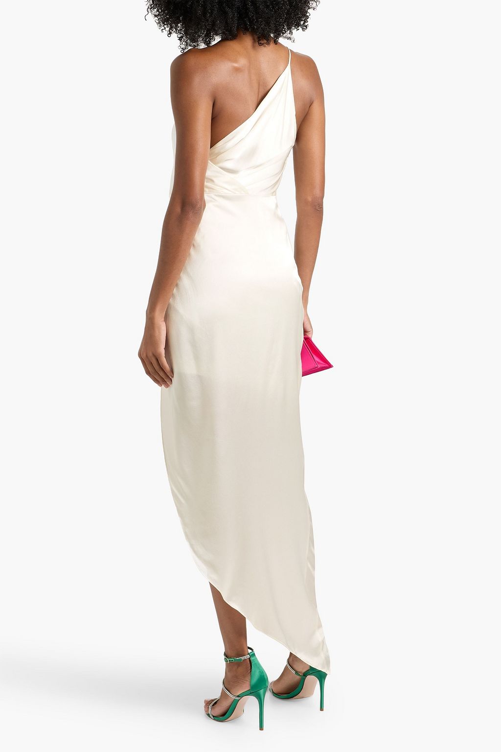 MICHELLE MASON One-shoulder twisted silk-satin dress