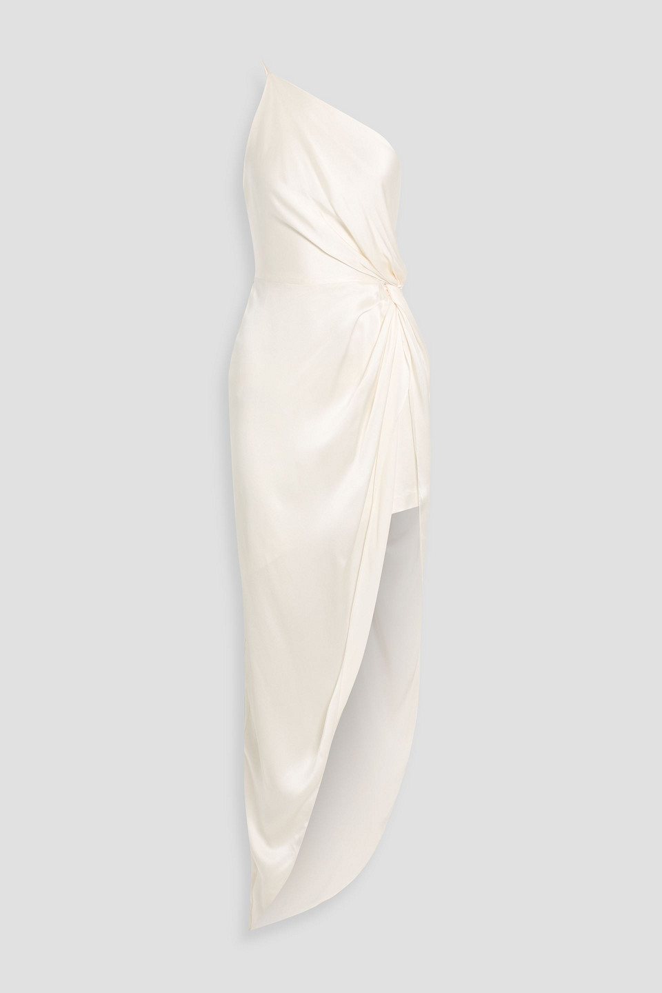 Michelle Mason One-shoulder Twisted Silk-satin Dress In White