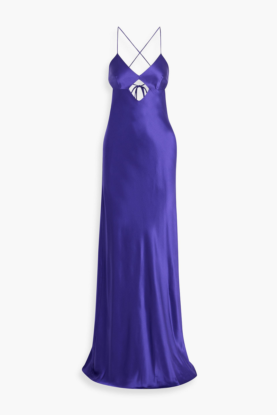Michelle Mason Cutout Silk-satin Gown In Purple