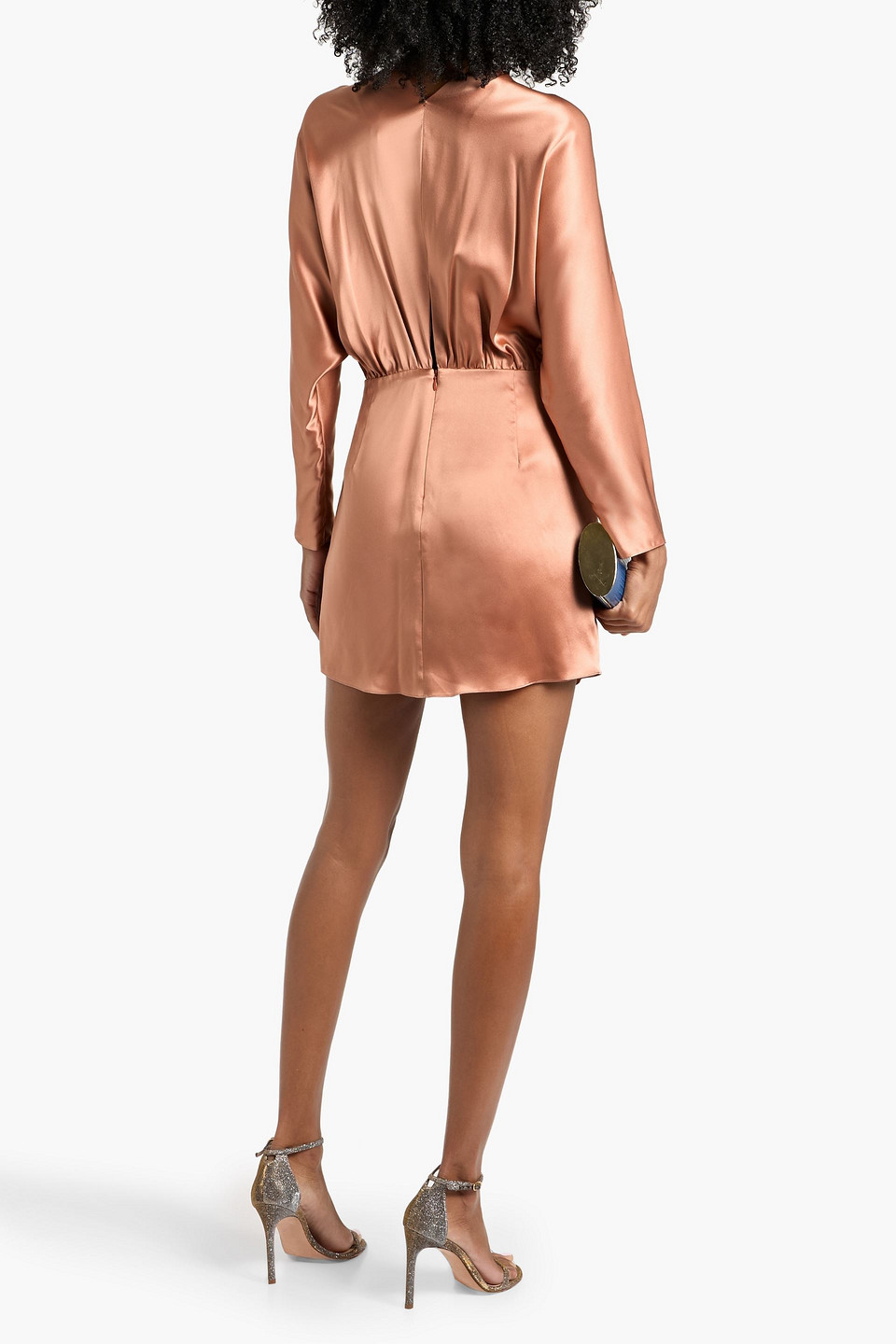 Michelle Mason Twisted Silk-satin Mini Dress In Brown