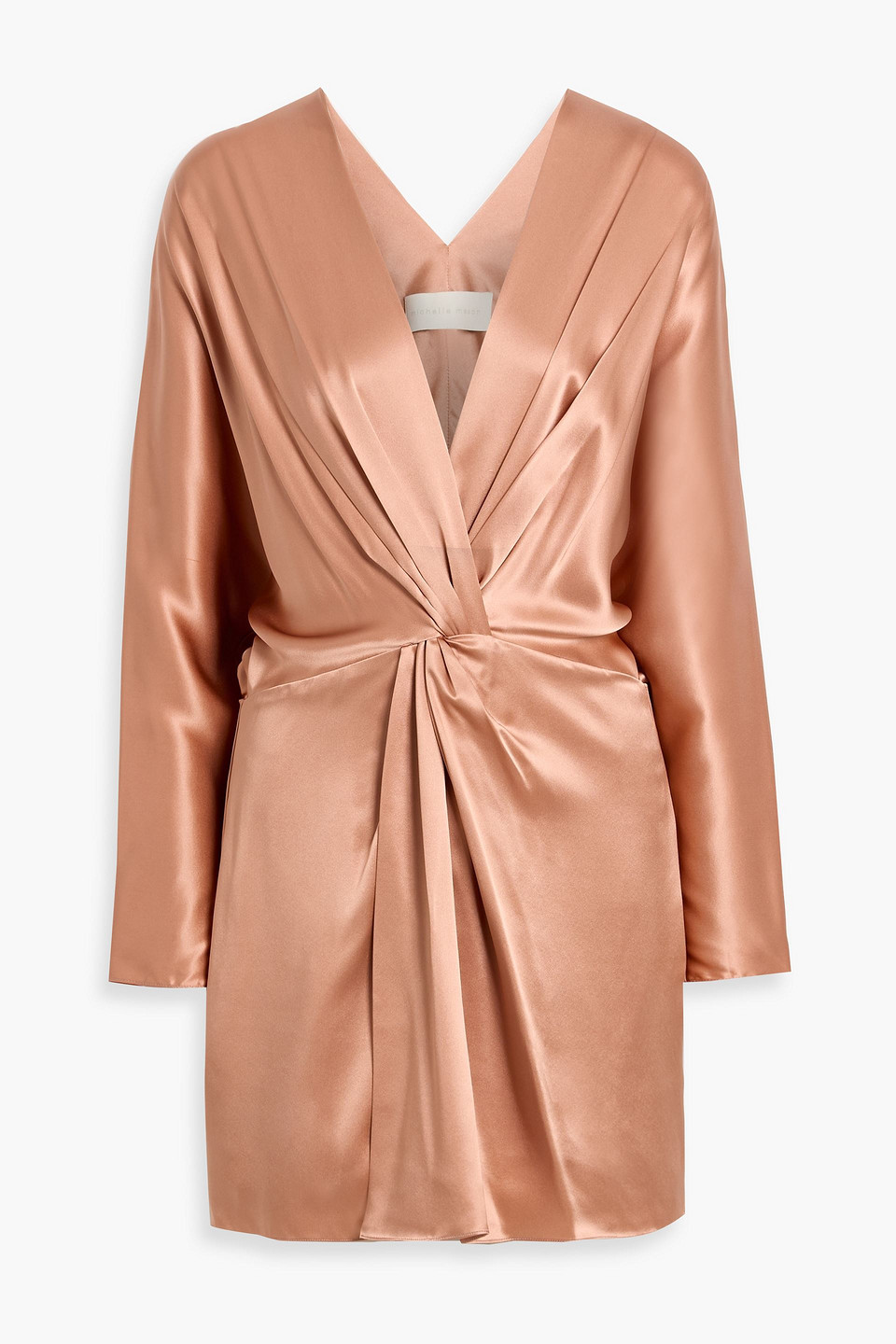 Michelle Mason Twisted Silk-satin Mini Dress In Brown