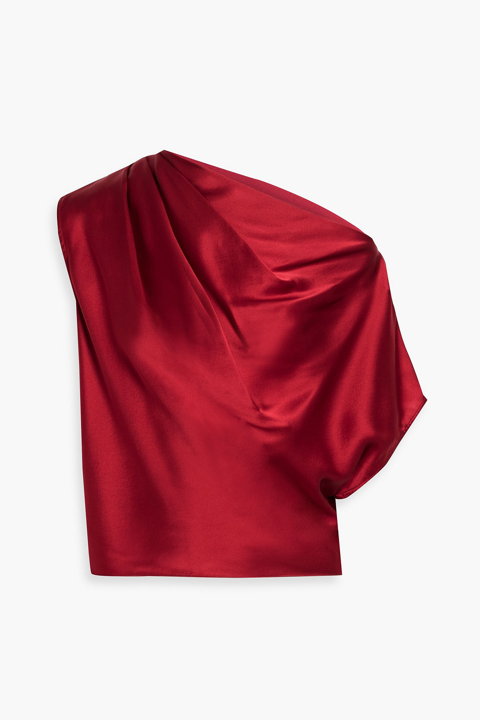 Michelle Mason One-shoulder Draped Silk-satin Top In Multi