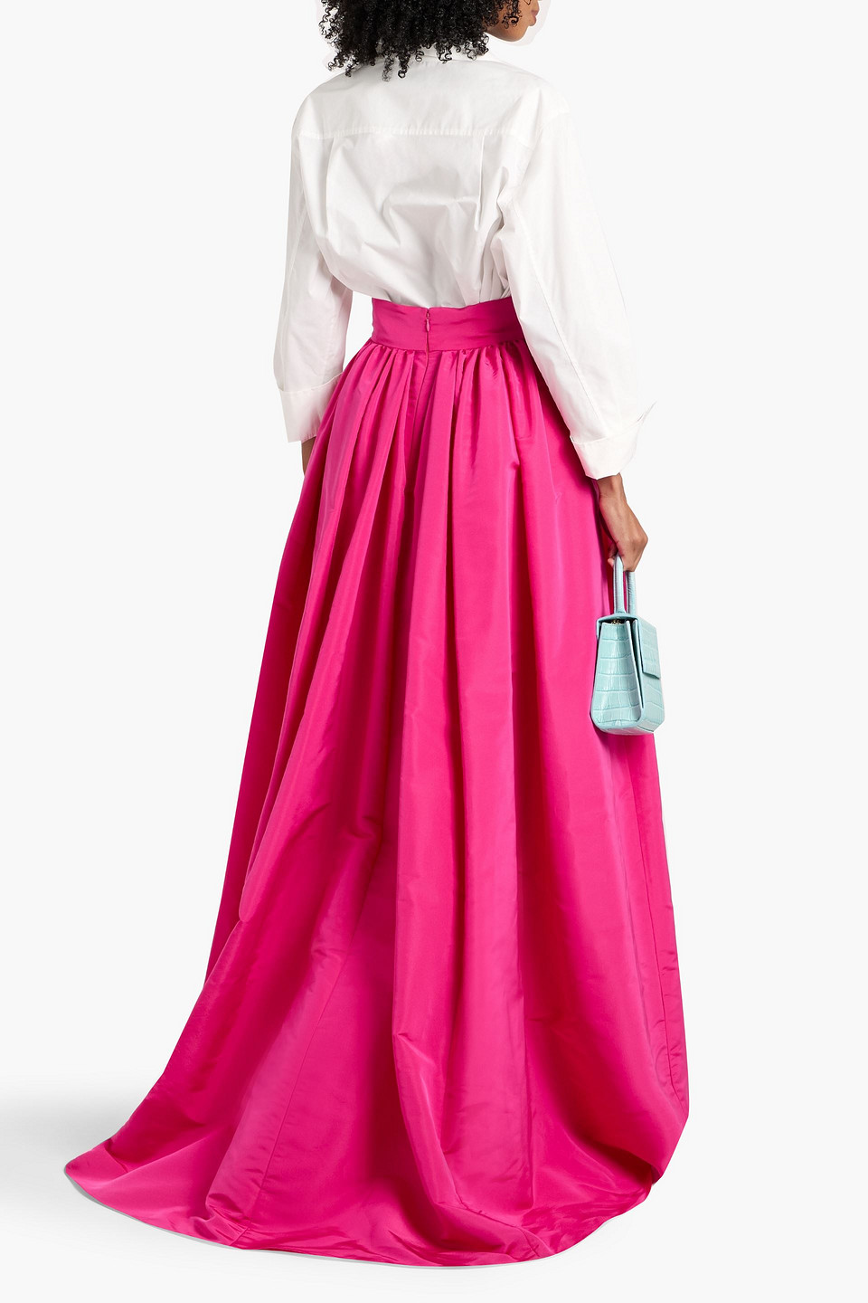 Carolina Herrera Pleated Silk-faille Maxi Skirt In Pink