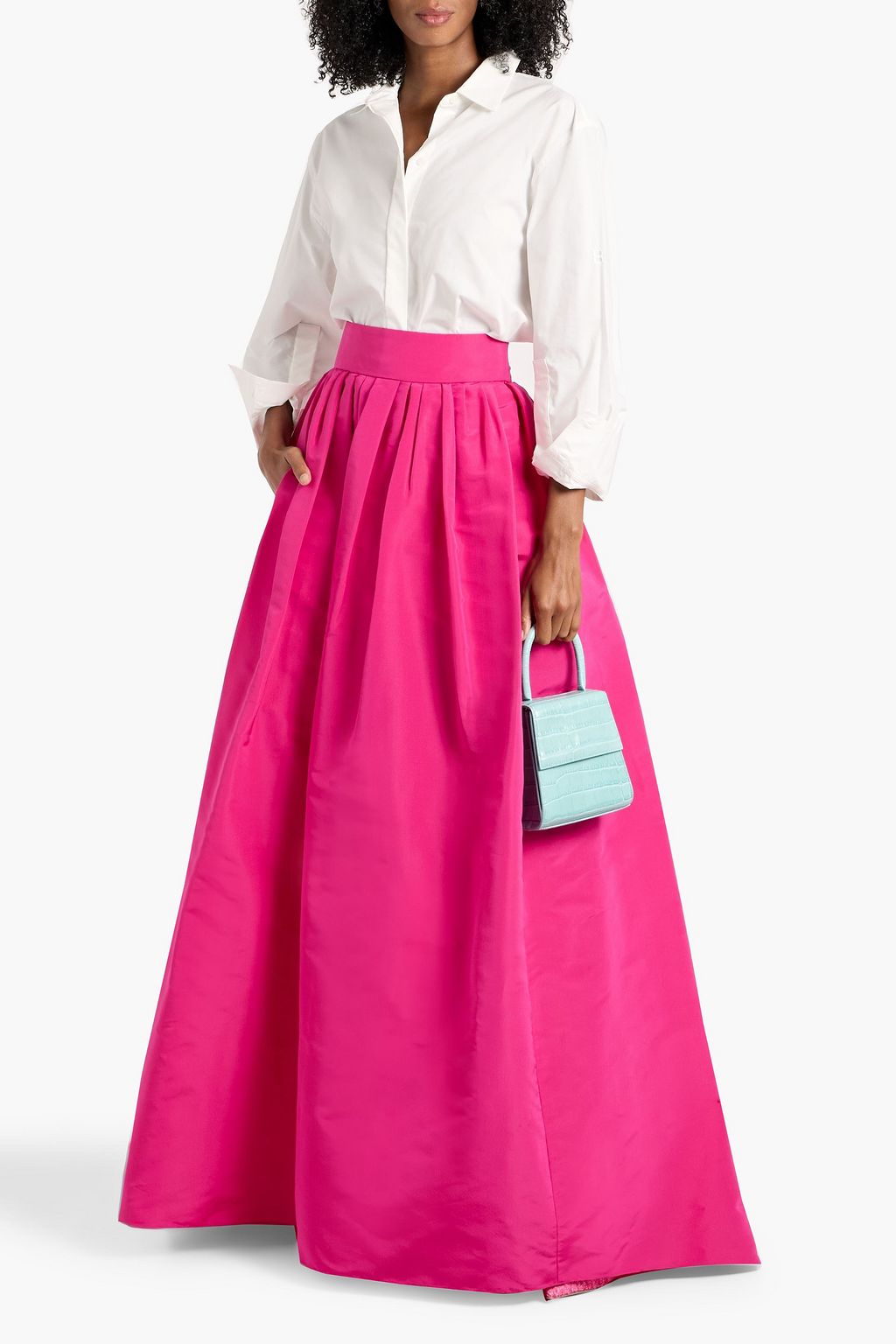 CAROLINA HERRERA Pleated silk-faille maxi skirt