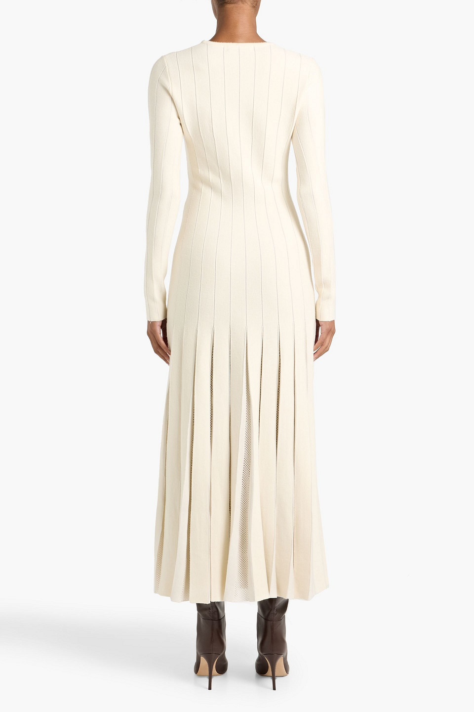 Gabriela Hearst Walsh Crochet-trimmed Wool And Silk-blend Midi Dress In Multi