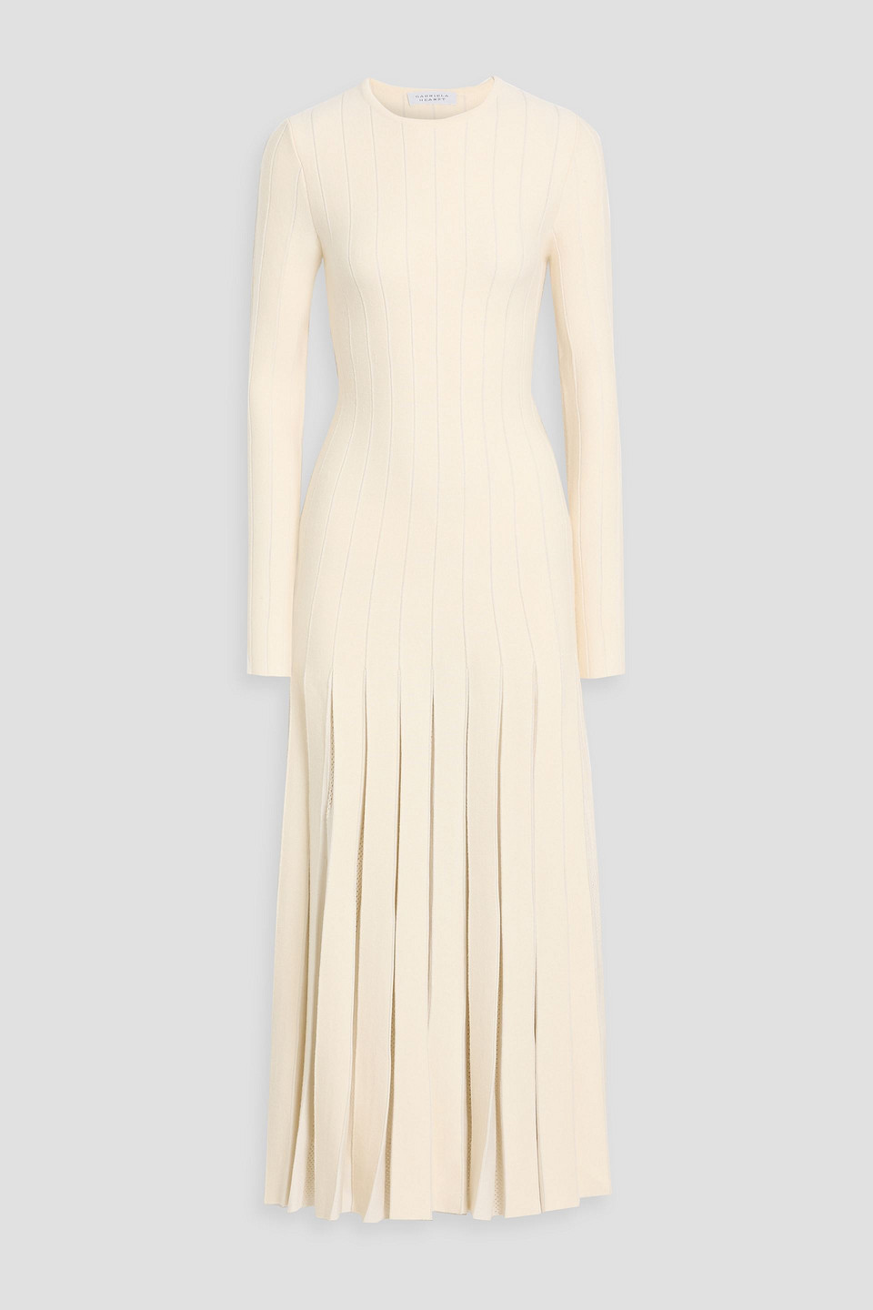 Gabriela Hearst Walsh Crochet-trimmed Wool And Silk-blend Midi Dress In White