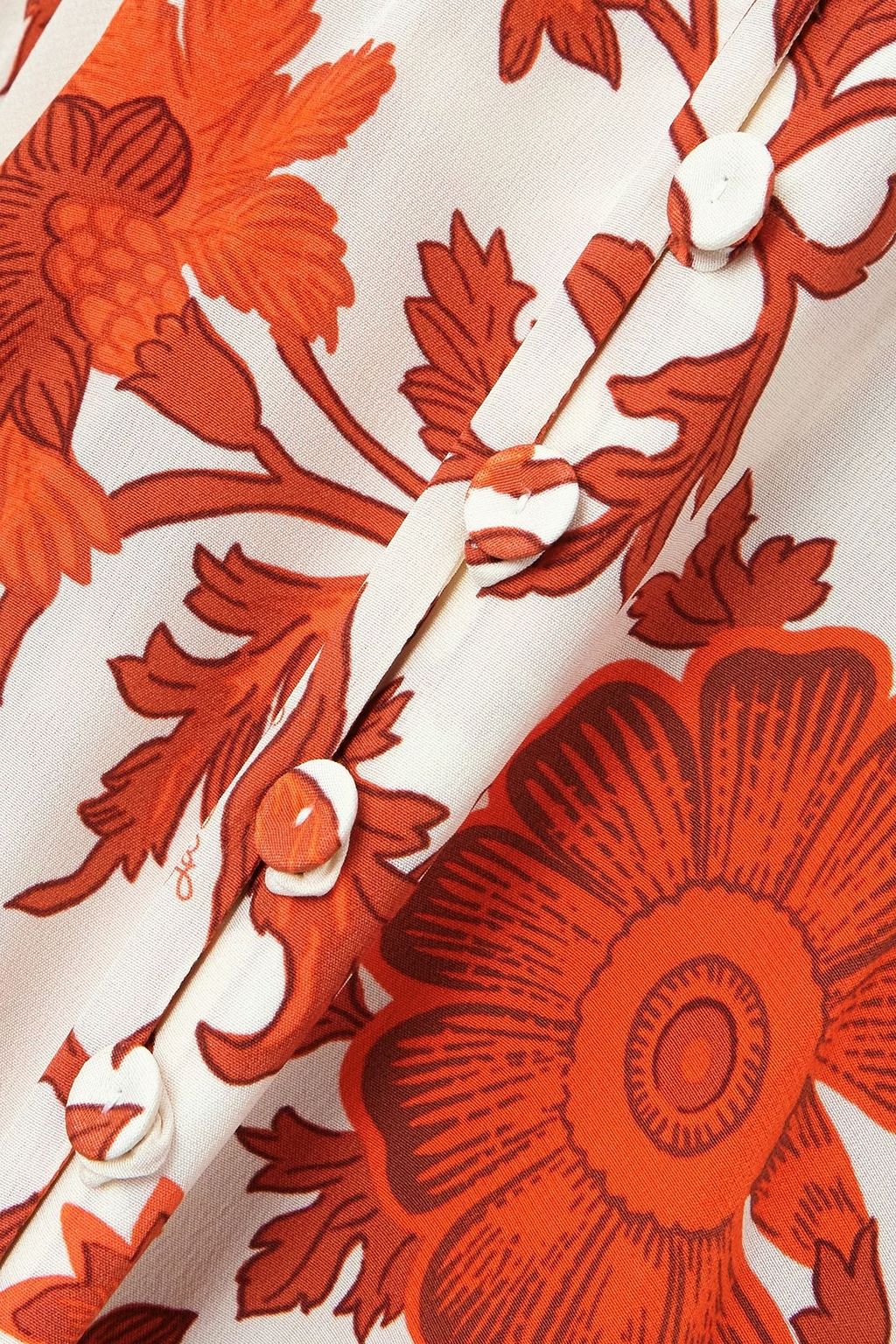 LA DOUBLEJ فستان + أورليبار براون آيز اب هير طويل من الحرير بكسرات وبطبعة الأزهار