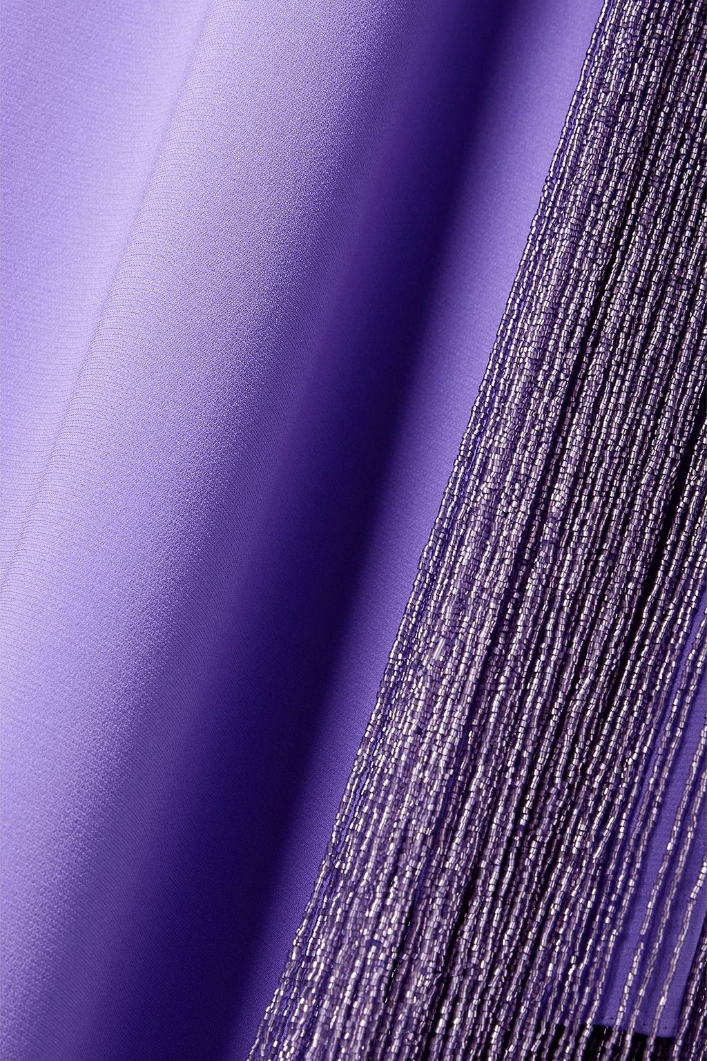 OSCAR DE LA RENTA Fringed bead-embellished silk-blend crepe gown