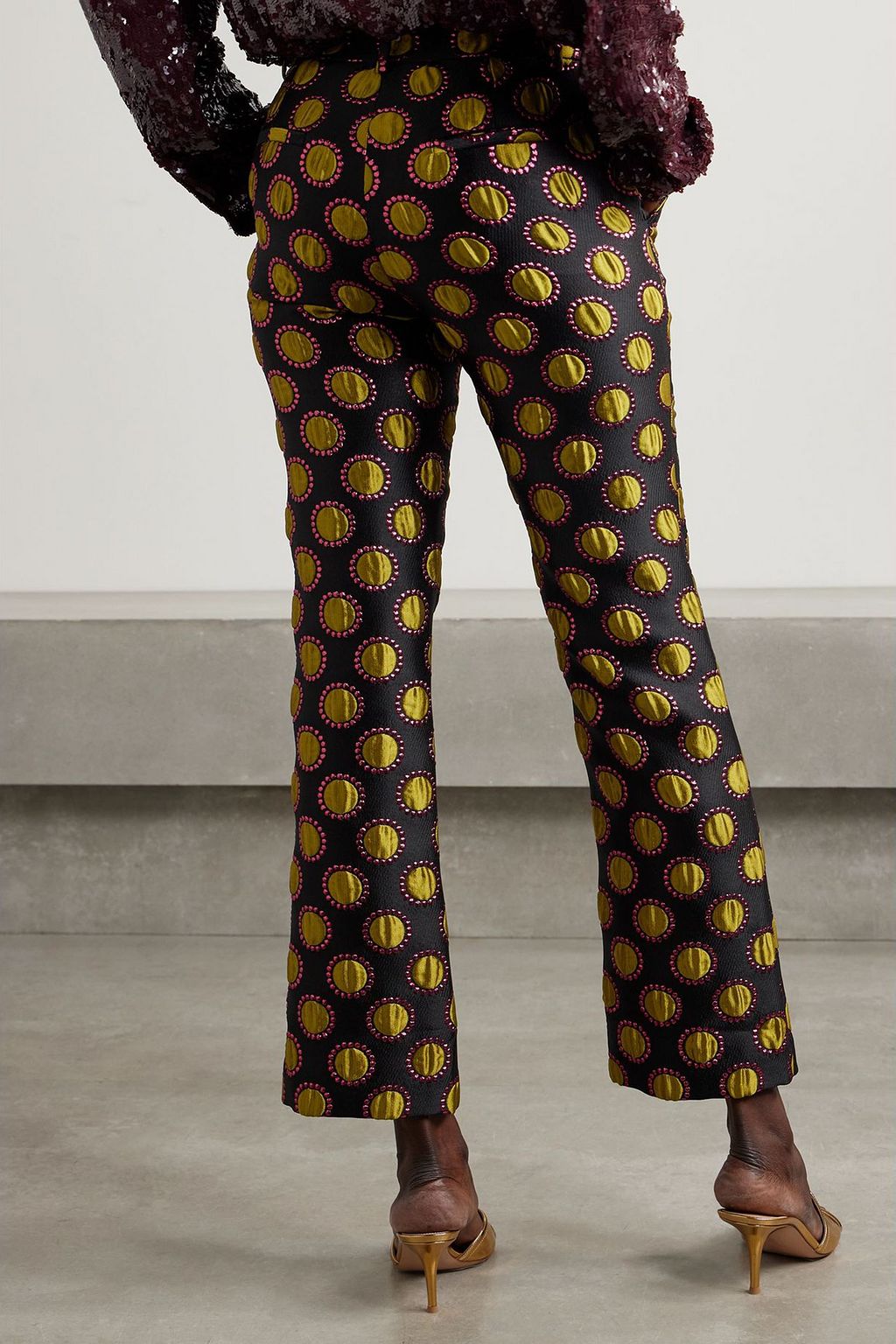 LA DOUBLEJ Hendrix metallic jacquard flared pants
