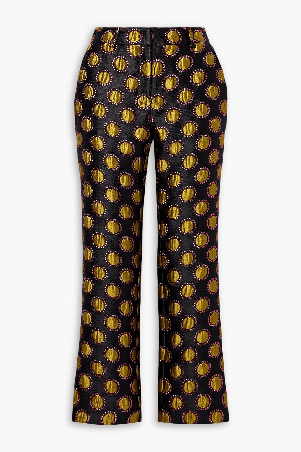 La Doublej Hendrix Metallic Jacquard Flared Pants In Black