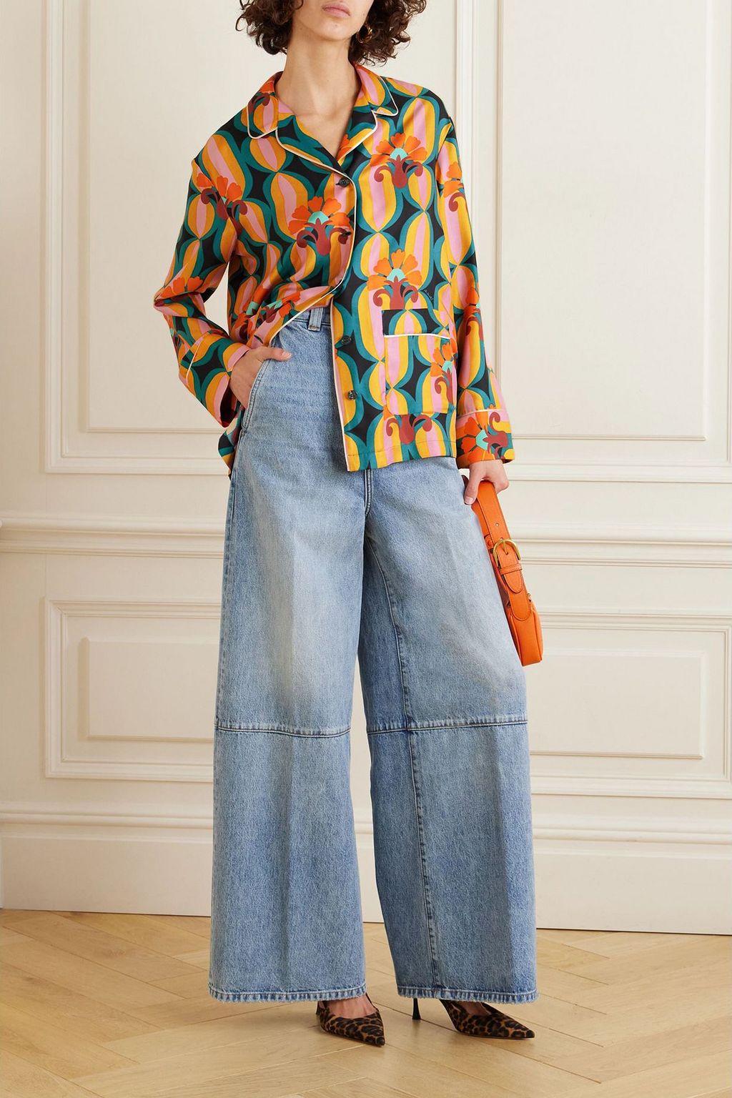 LA DOUBLEJ Printed silk-twill shirt