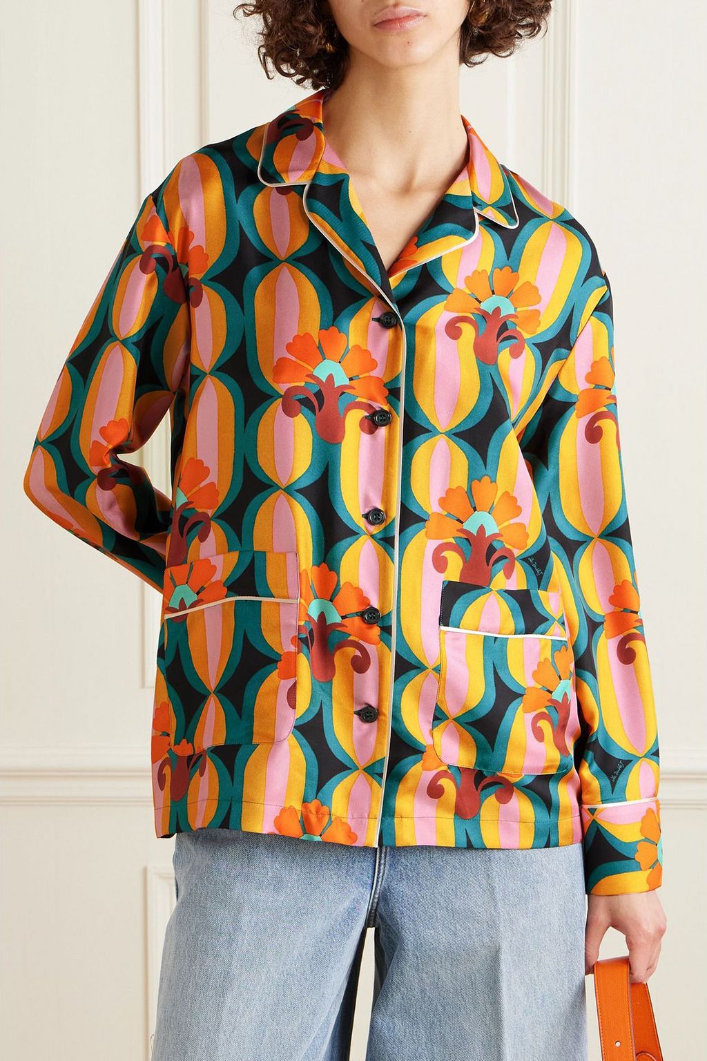 LA DOUBLEJ Printed silk-twill shirt