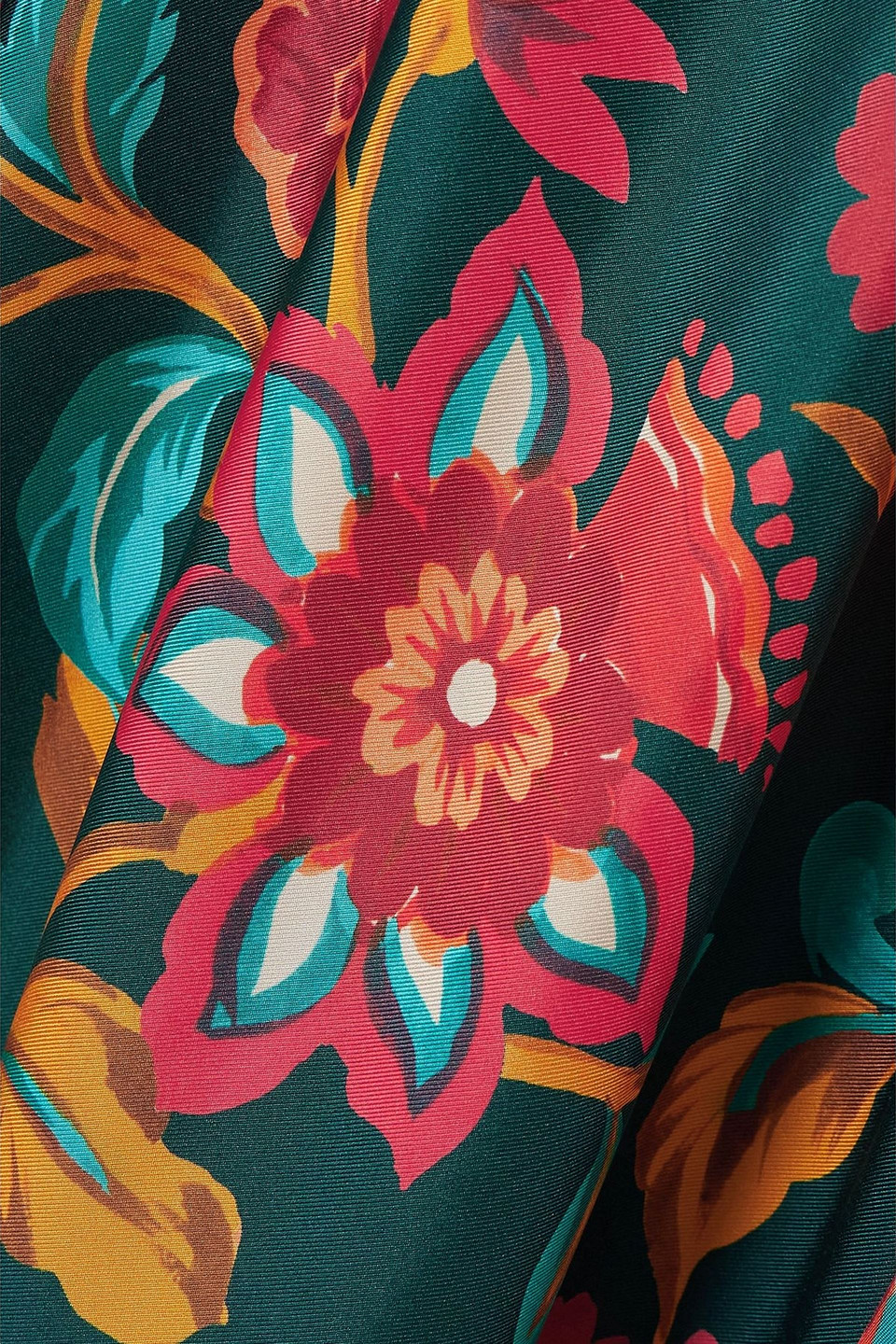 La Doublej Muumuu Floral-print Silk-twill Maxi Dress In Green