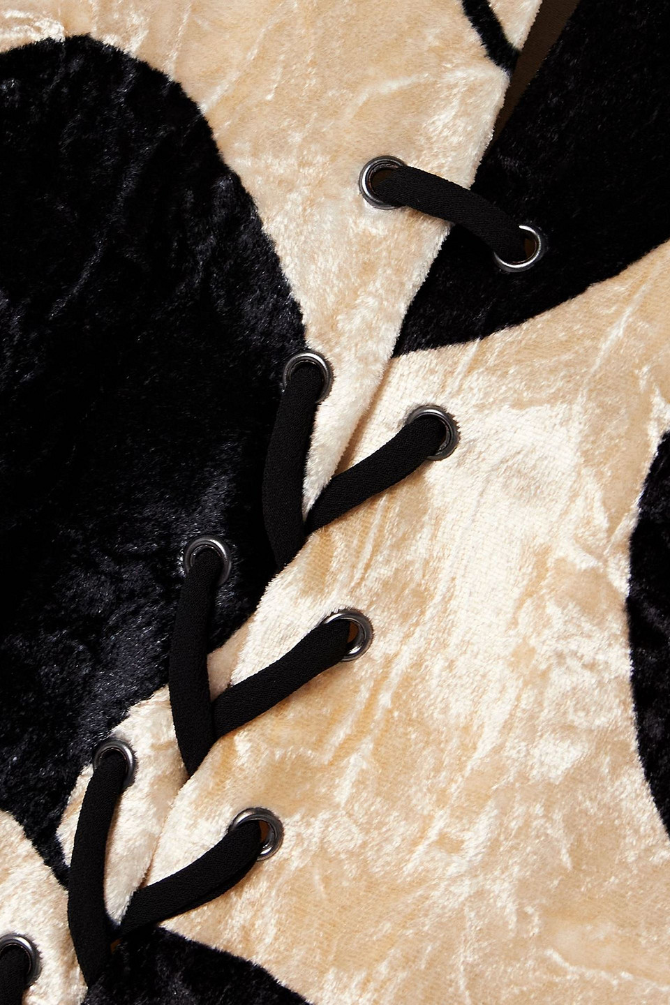 La Doublej Cocteau Lace-up Printed Crushed-velvet Maxi Dress In White