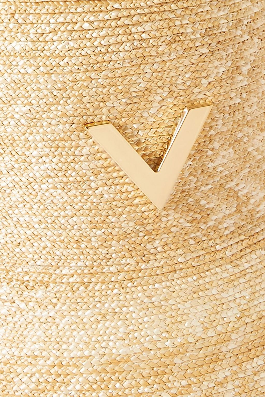 VALENTINO GARAVANI قبعة على شكل دلو من القش مزينة بشعار على شكل حرف V