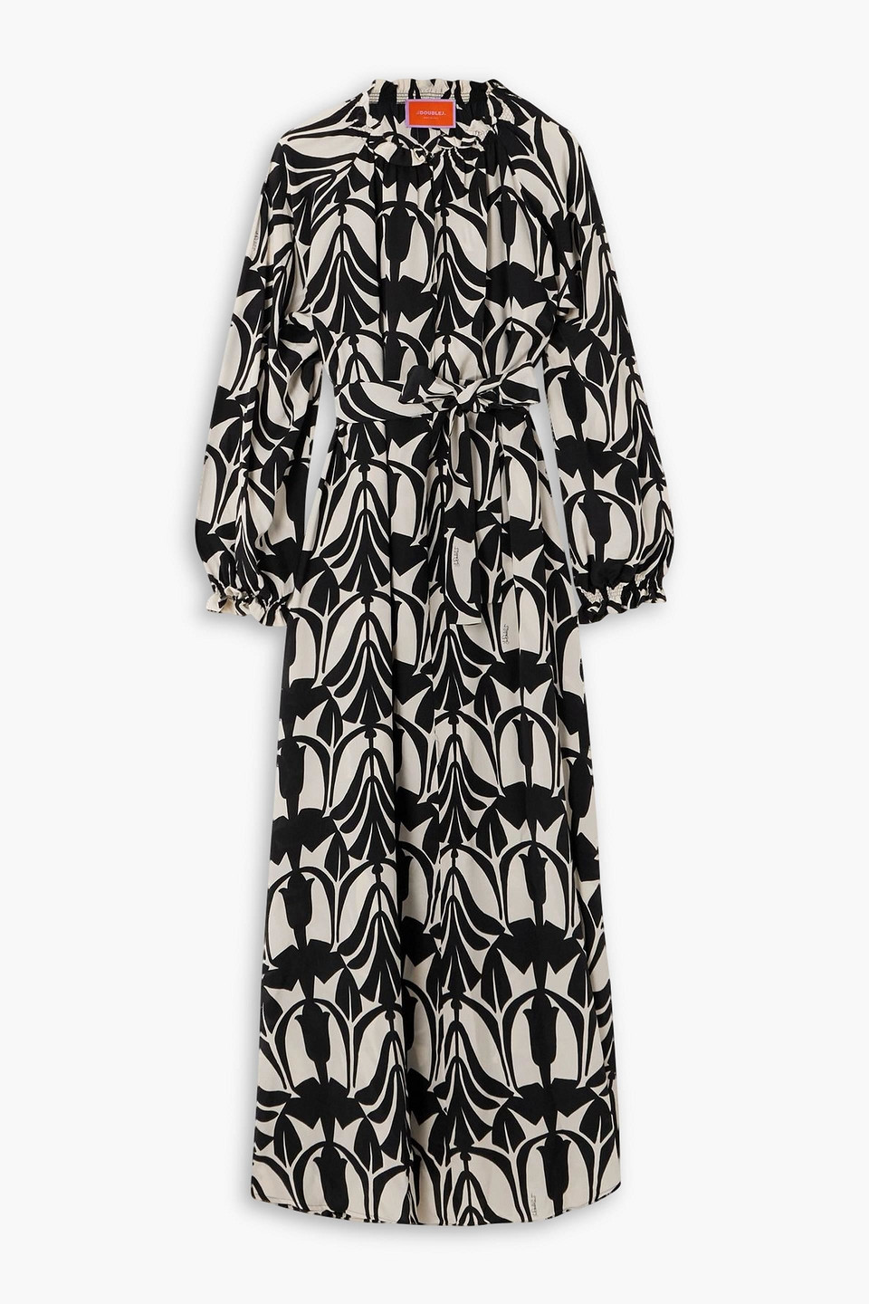La Doublej Cerere Printed Silk Crepe De Chine Maxi Dress In Black