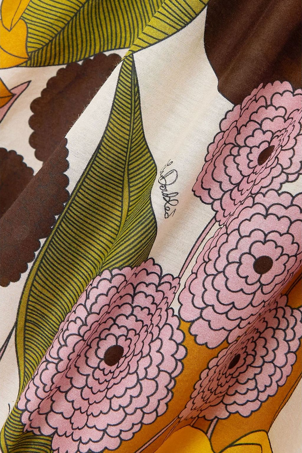 LA DOUBLEJ فستان مارجريتا قصير من مزيج حرير والقطن بطبعات