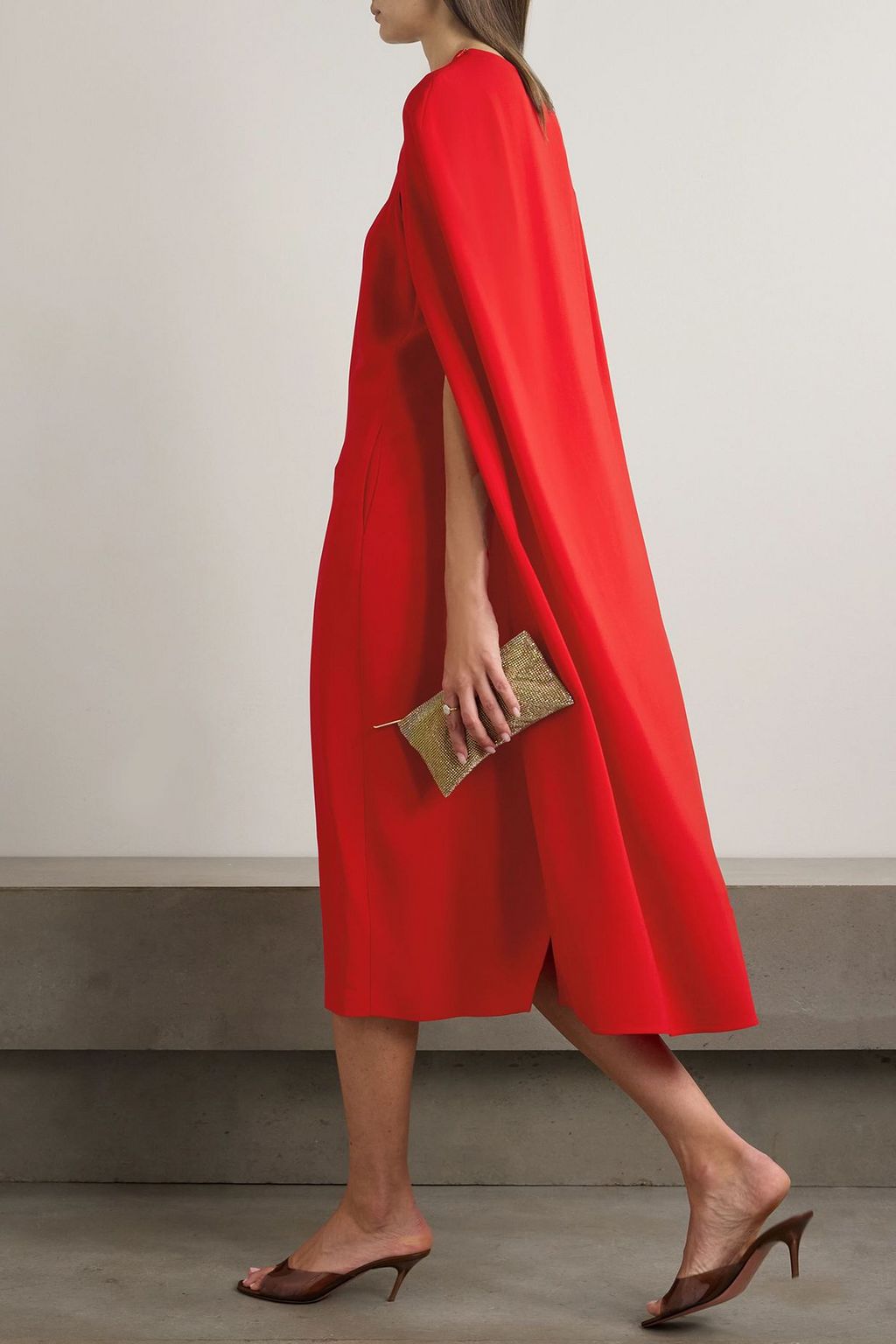 STELLA MCCARTNEY Cape-effect crepe midi dress