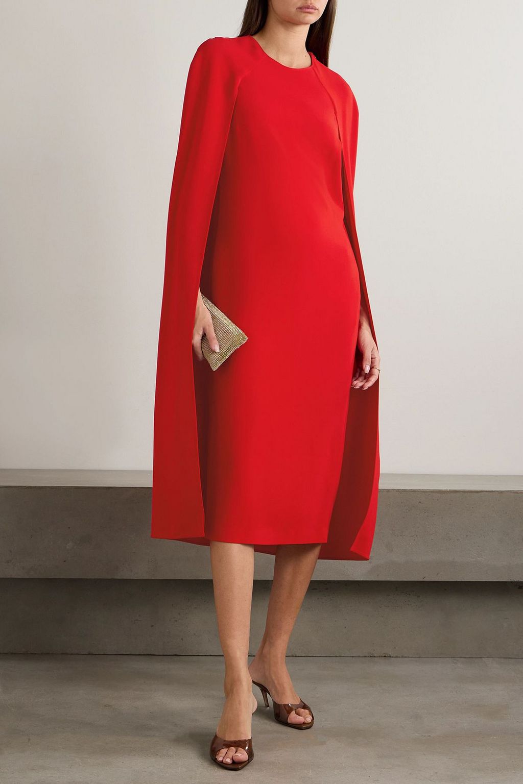 STELLA MCCARTNEY Cape-effect crepe midi dress