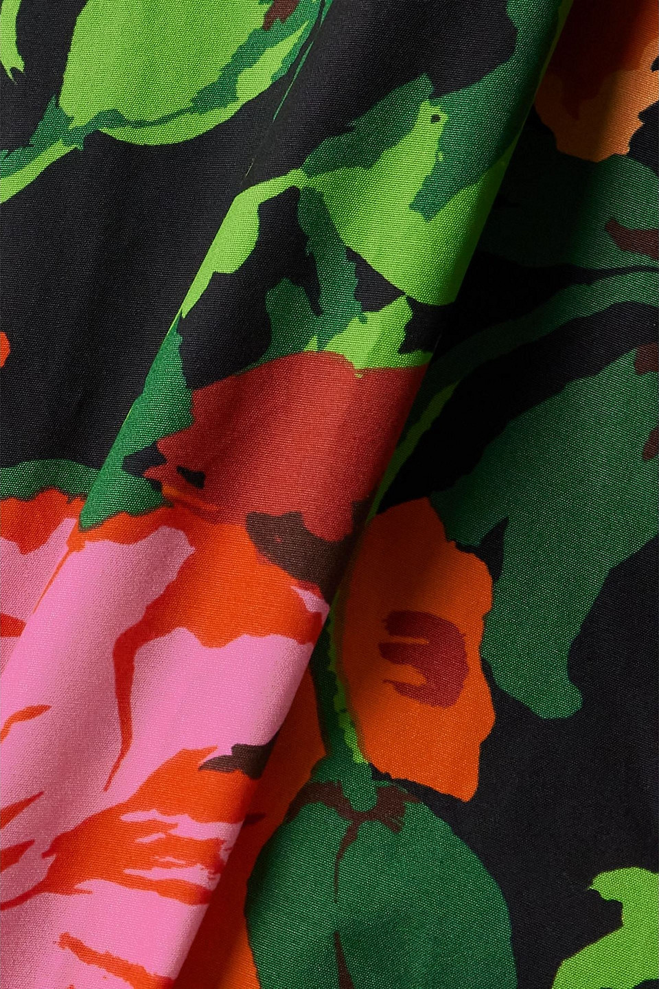 La Doublej Choux Floral-print Cotton-poplin Mini Shirt Dress In Multi