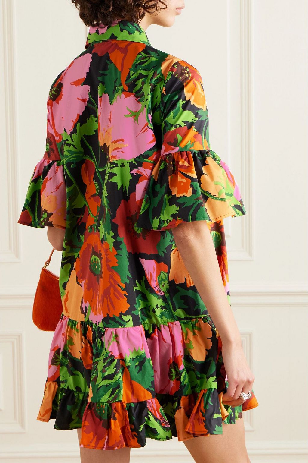 LA DOUBLEJ Choux floral-print cotton-poplin mini shirt dress