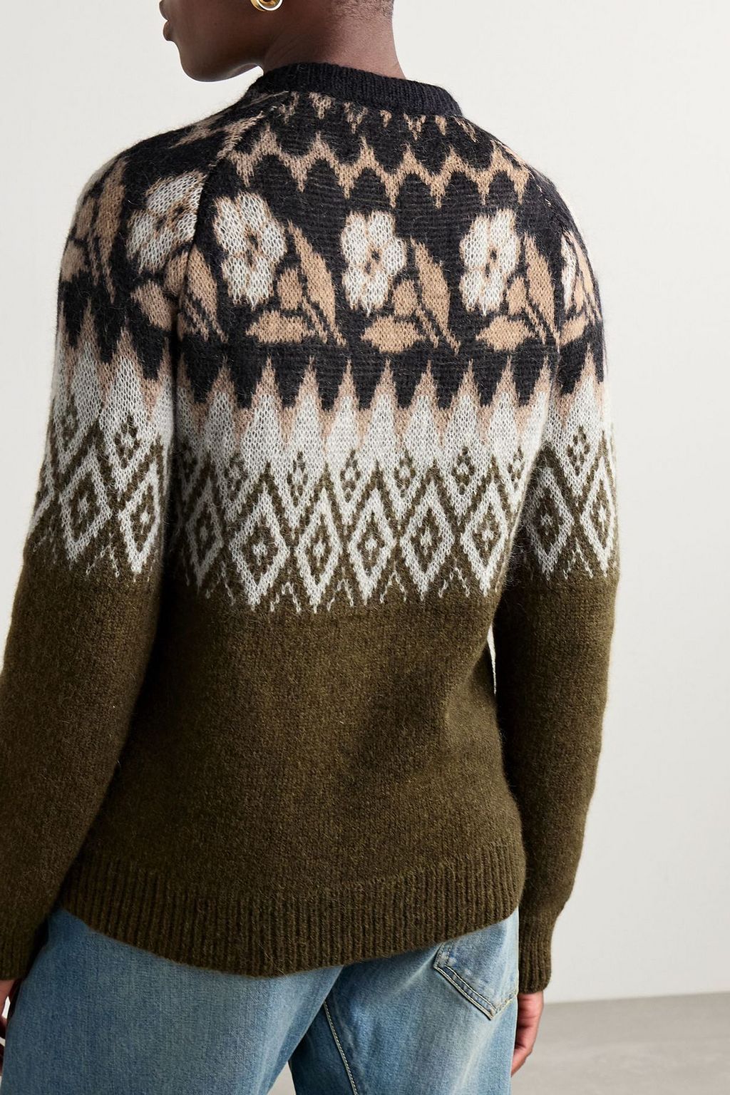 LA DOUBLEJ Slope brushed jacquard-knit sweater
