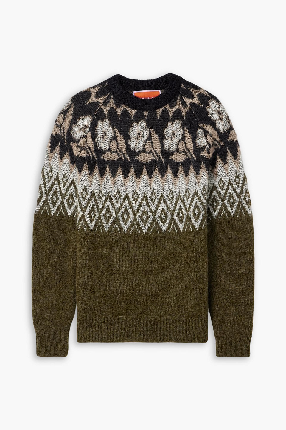 La Doublej Slope Brushed Jacquard-knit Sweater In Green