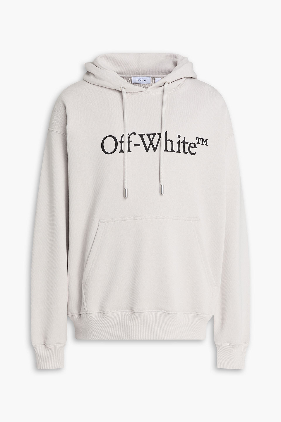 off-white - big bookish skate printed french cotton-terry hoodie - gray - m
