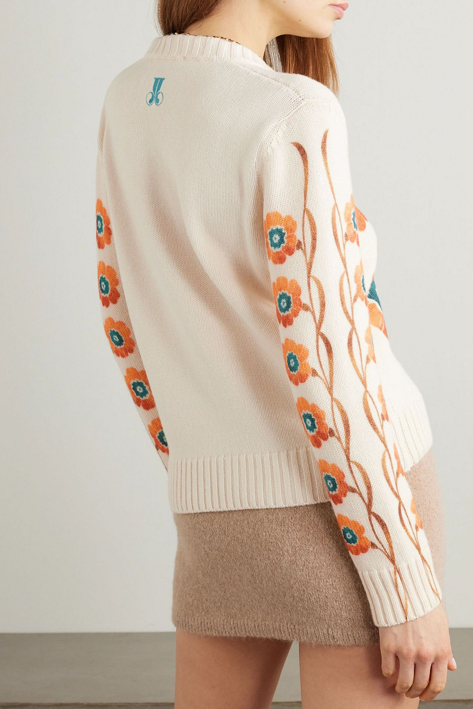 La Doublej Daisychain Printed Wool And Cashmere-blend Sweater In White