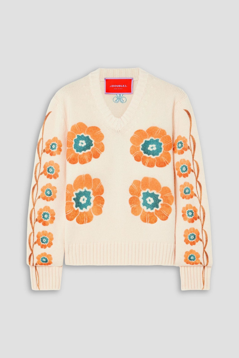 La Doublej Daisychain Printed Wool And Cashmere-blend Sweater In White