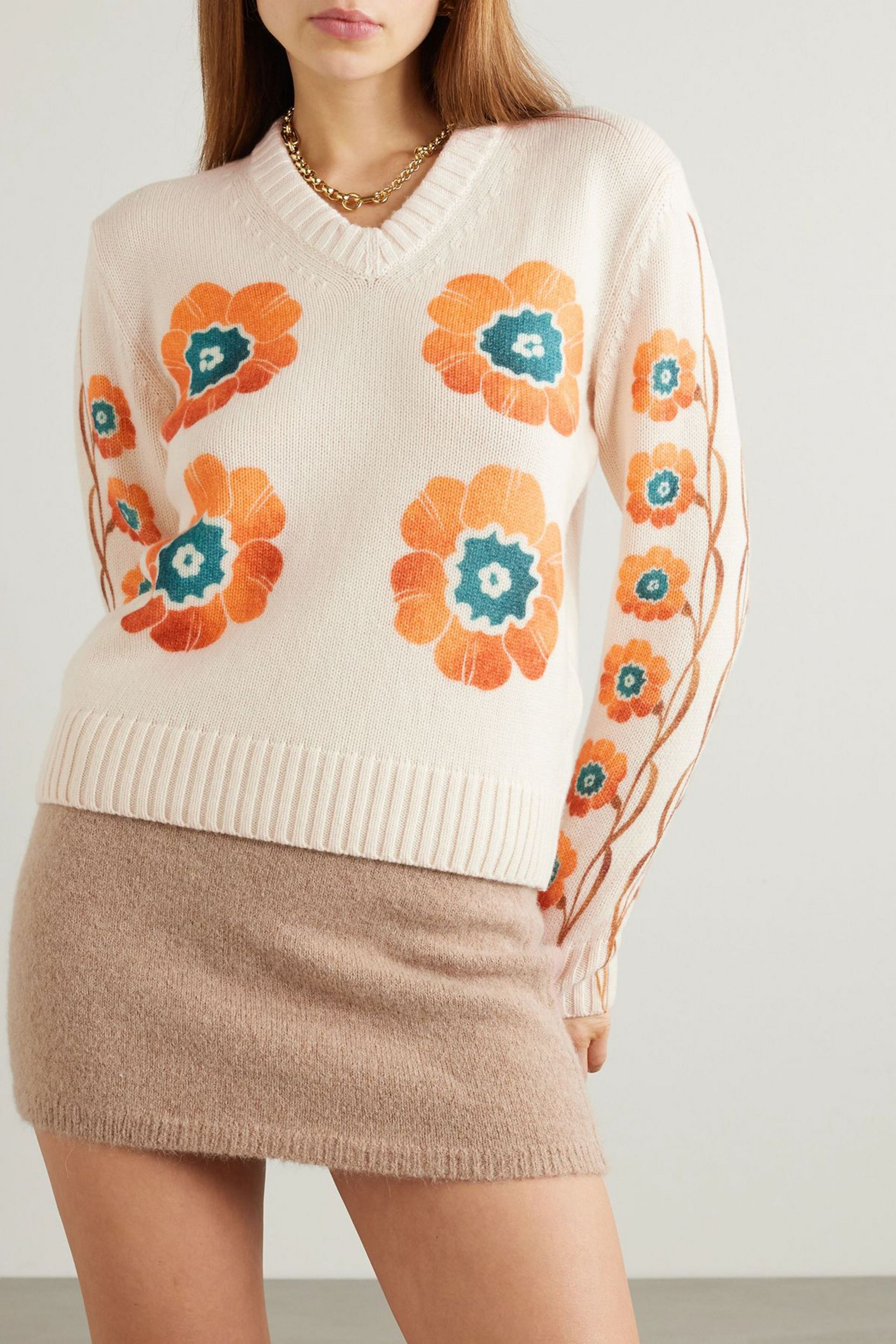 La DoubleJ Daisychain printed wool and cashmere-blend sweater