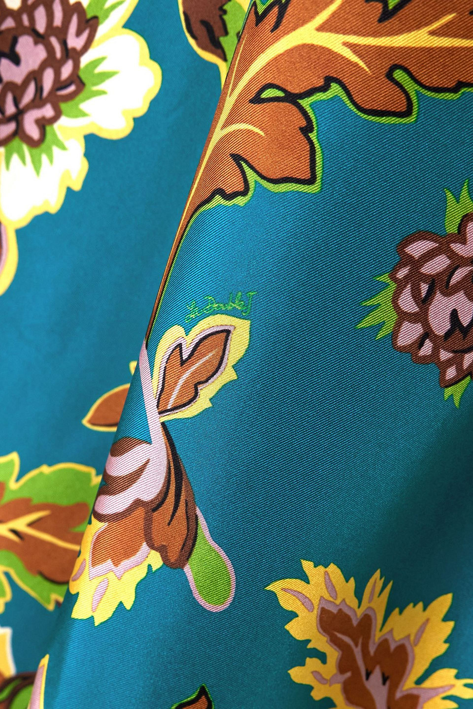 La Doublej Icon Magnifico Floral-print Silk-twill Midi Dress In Blue