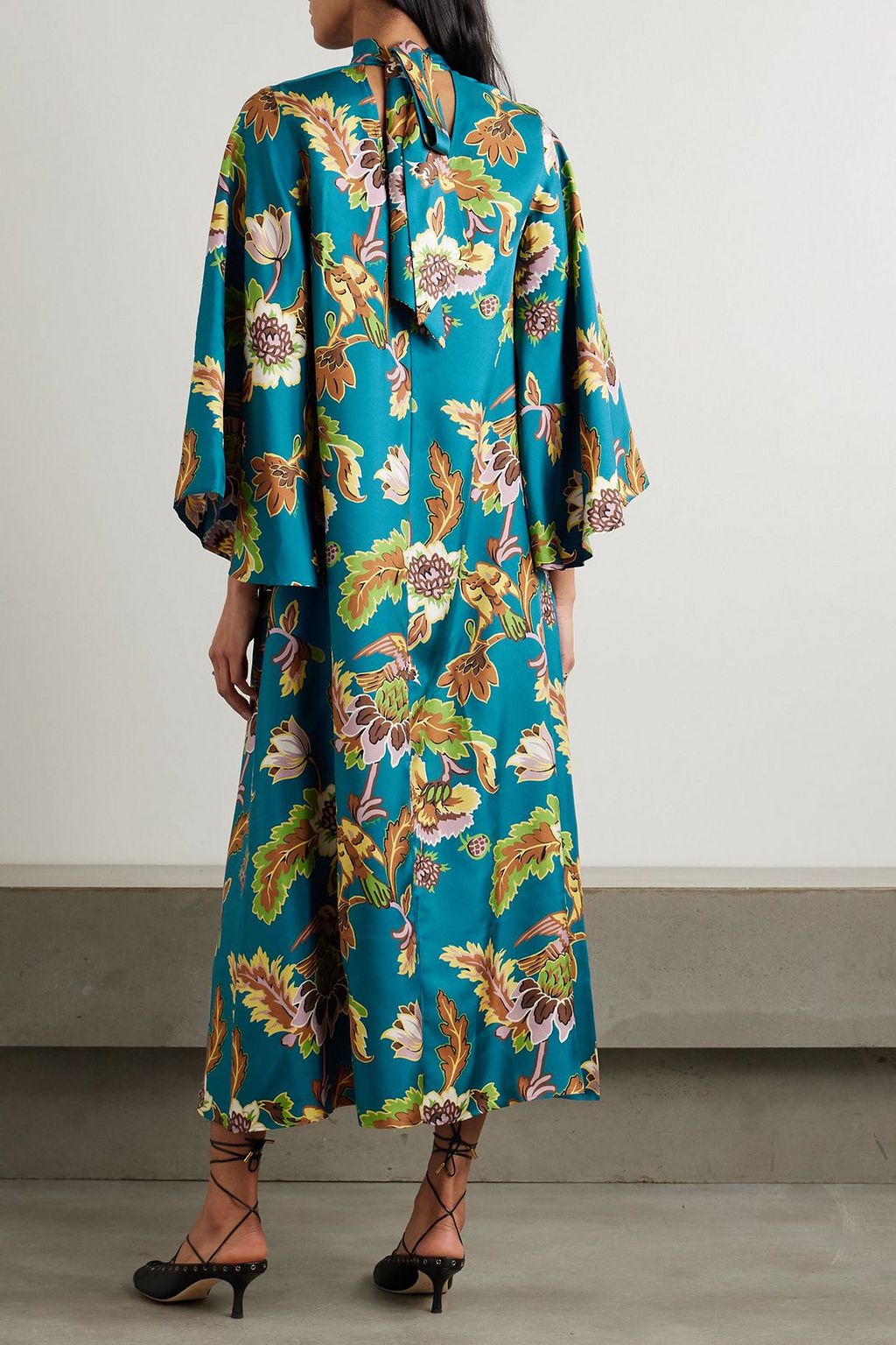 LA DOUBLEJ Icon Magnifico floral-print silk-twill midi dress