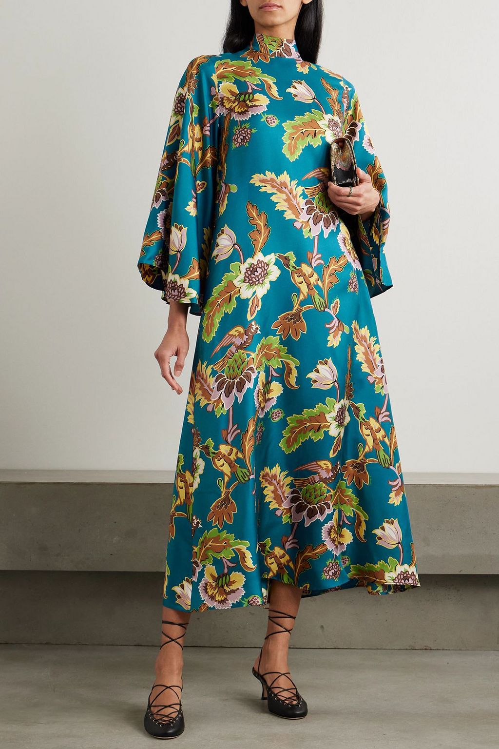 LA DOUBLEJ Icon Magnifico floral-print silk-twill midi dress