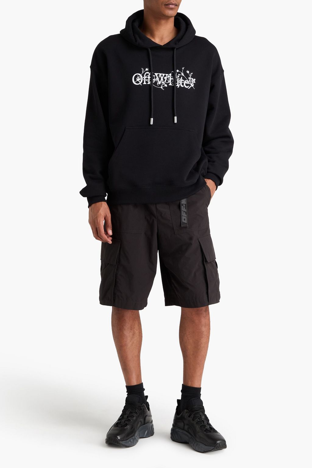 OFF-WHITE™ Bookish printed French cotton-terry hoodie