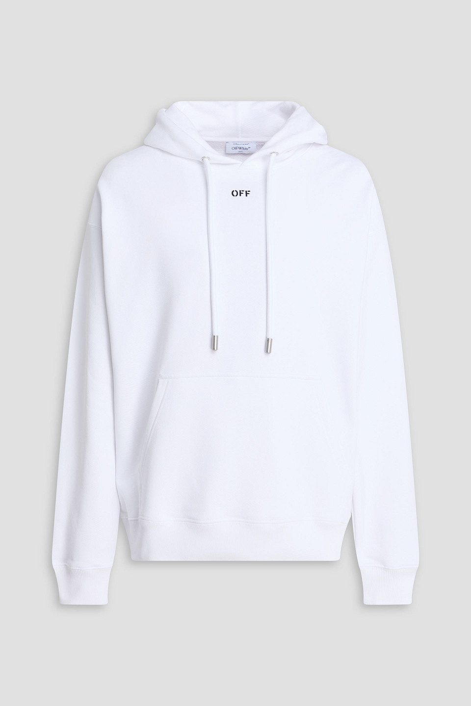 off-white - arrow skate printed french cotton-terry hoodie - white - m