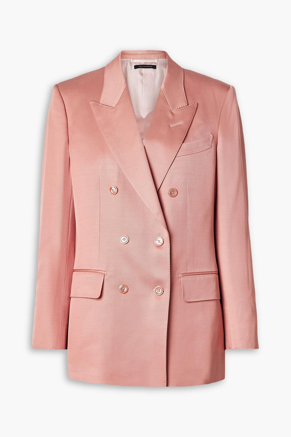 Tom Ford Double-breasted Silk And Wool-blend Twill Blazer In Pink