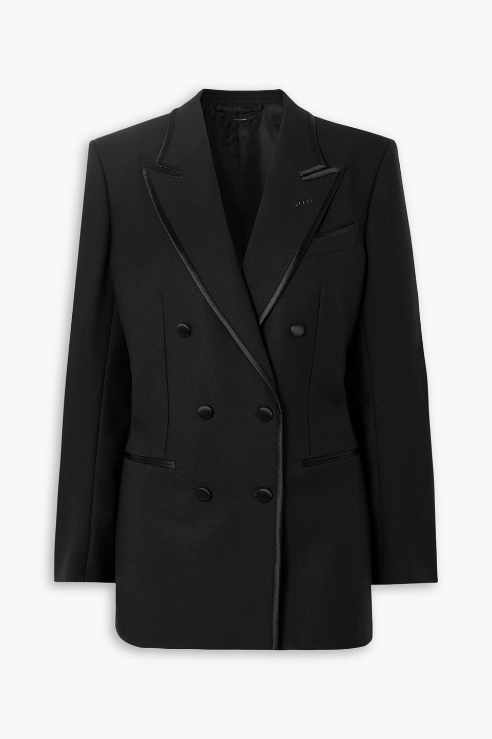 Tom Ford Double-breasted Silk-trimmed Wool, Mohair And Silk-blend Blazer In Multi
