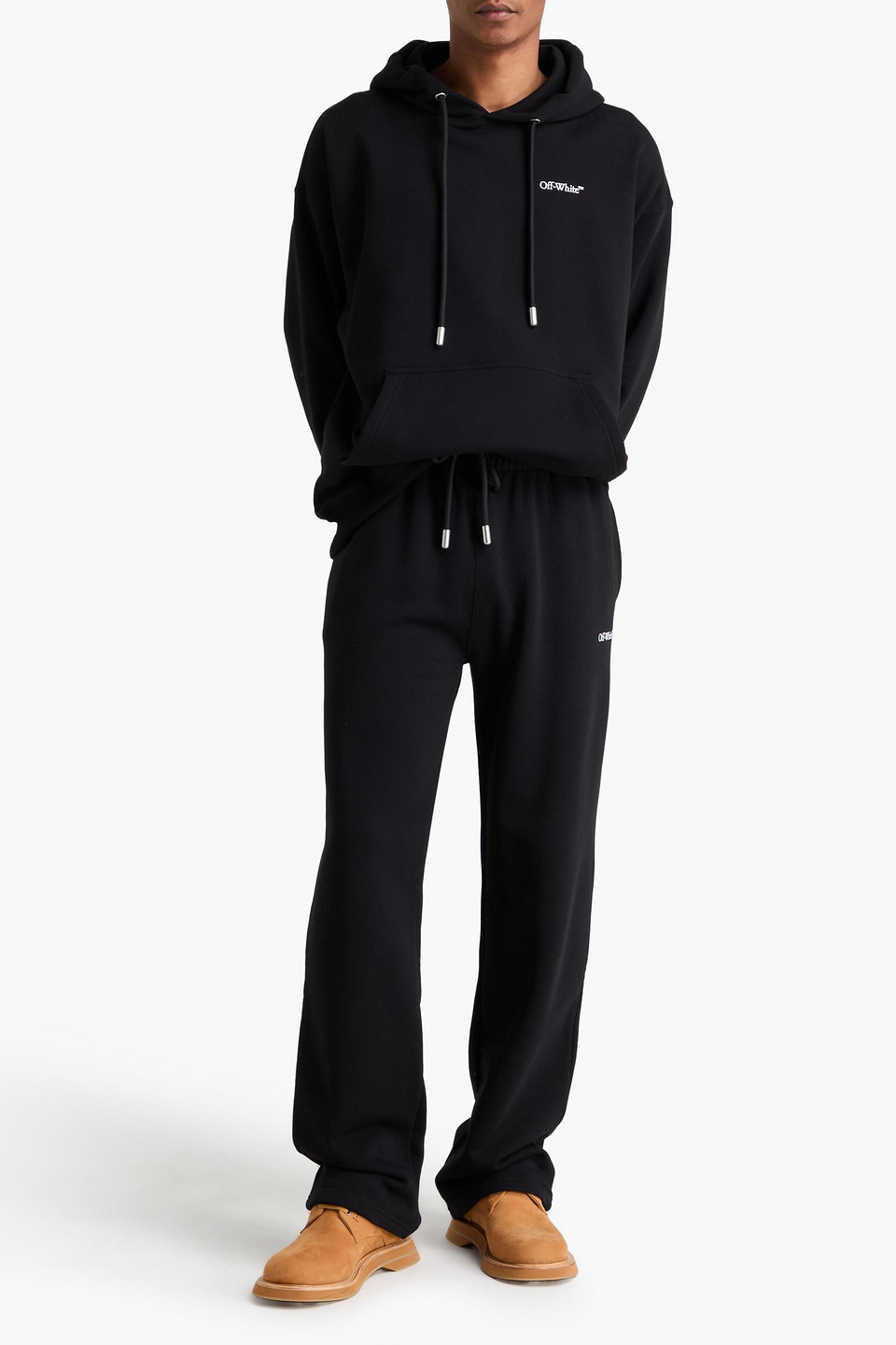 Off-white Pixel Printed French Cotton-terry Sweatpants In Black