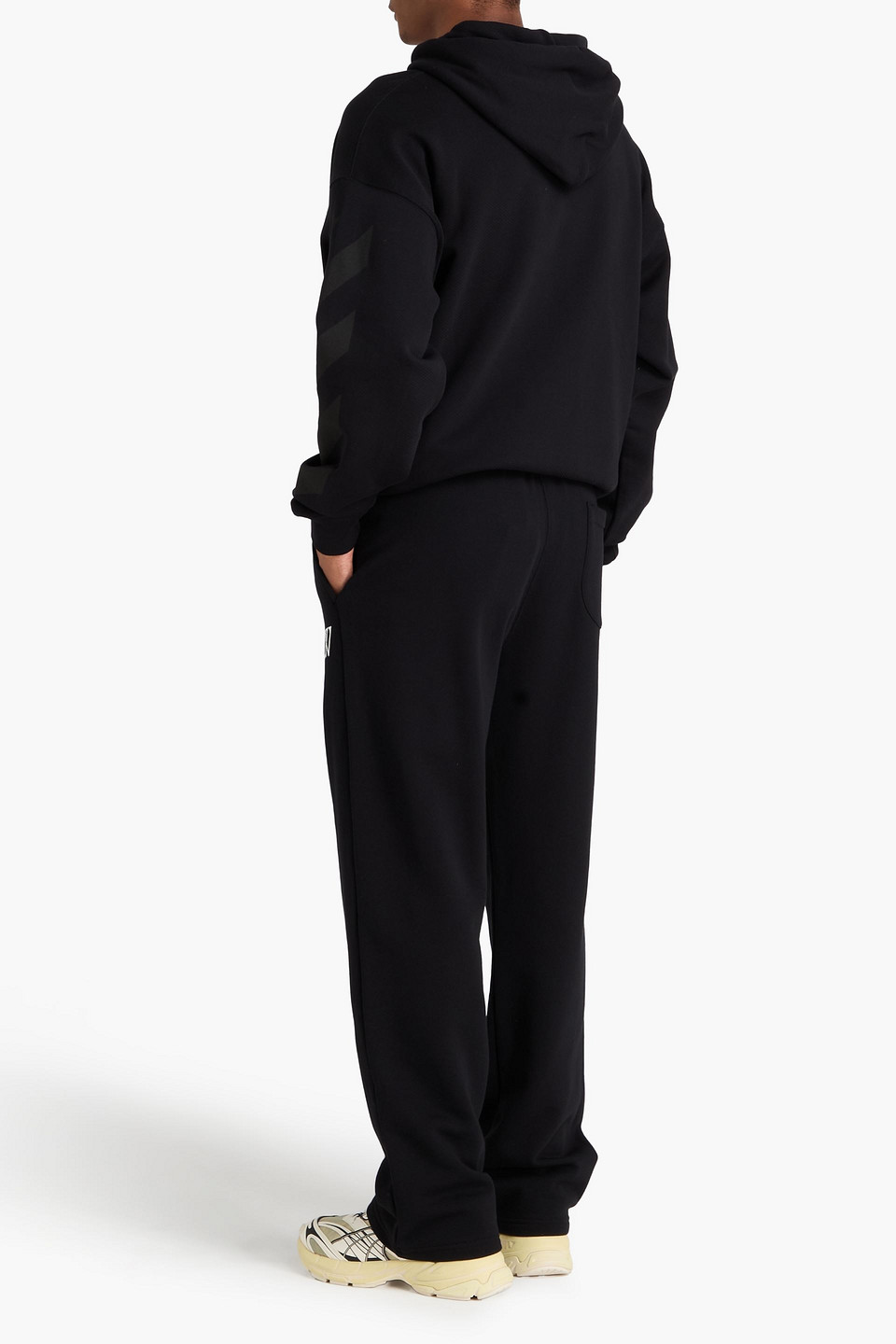Off-white Printed French Cotton-terry Sweatpants In Black