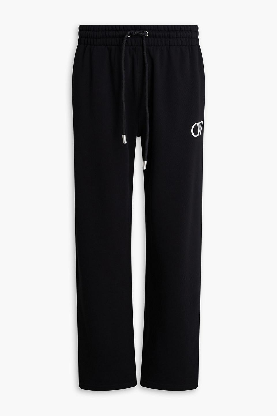 Off-white Printed French Cotton-terry Sweatpants In Black