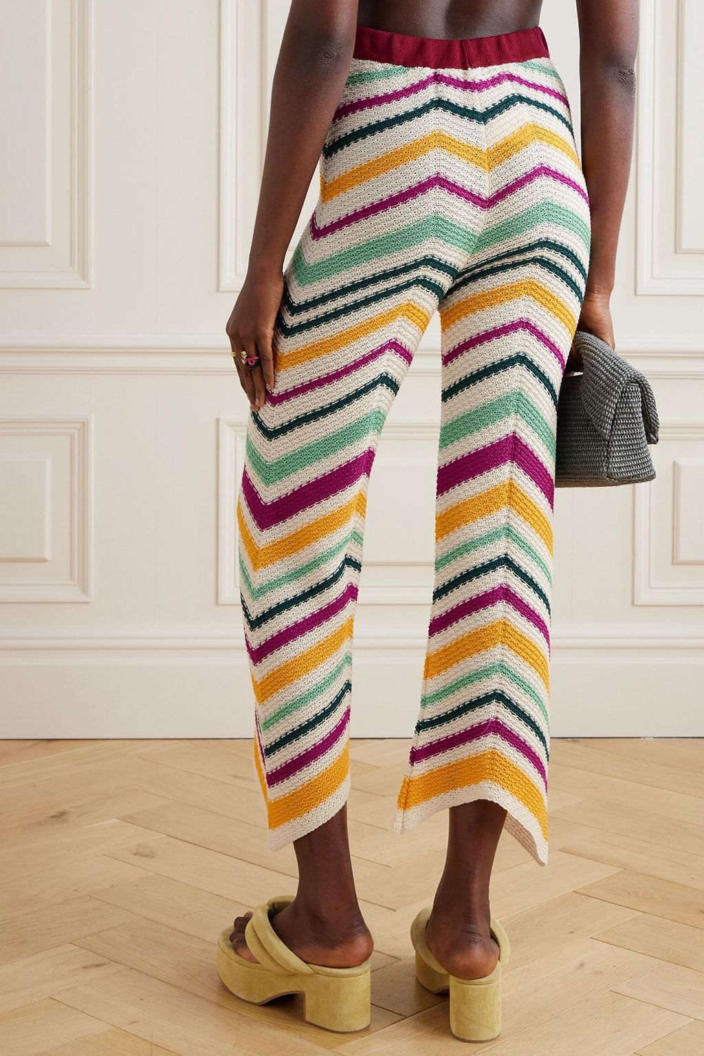 LA DOUBLEJ Striped crocheted cotton pants